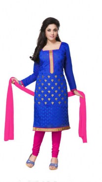 zilmil-blue-chanderi-cotton-dress-material